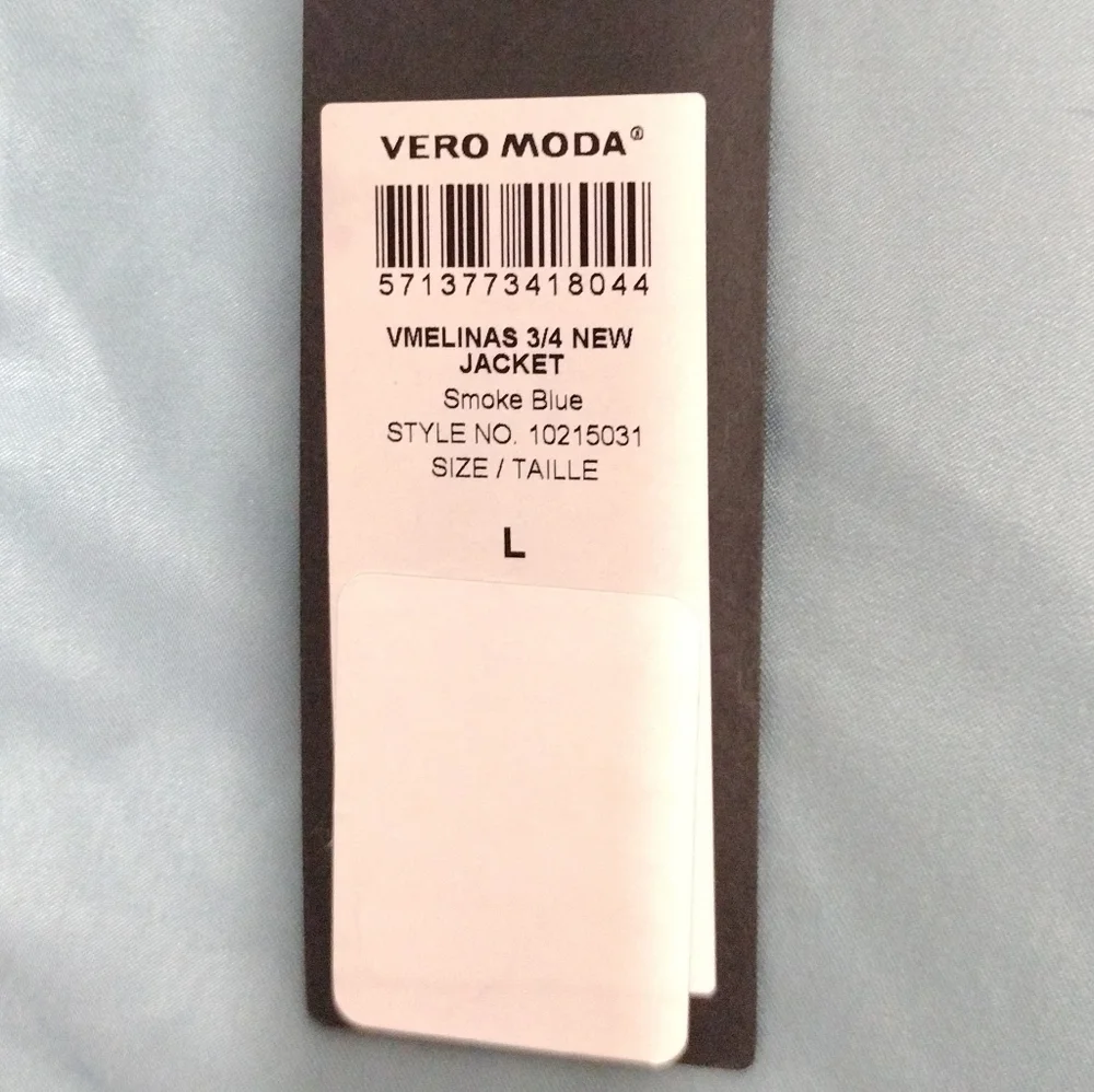 Vero Moda 3/4 length lightweight lined Coat light blue belted waist size L NWOT - Picture 9 of 12